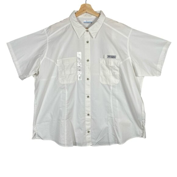 Columbia PFG Bahama Shirt Womens 3X White Short Sleeve Pockets Vented Fishing - Picture 1 of 11